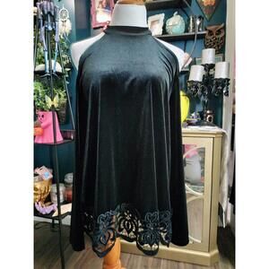 MTS black velvet cold shoulder top